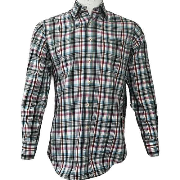 Peter Millar Shirt Men Size Small Long Sleeve Button Down Shirt Plaid - Picture 1 of 4